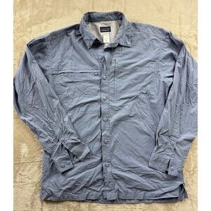 Patagonia Long Sleeved Sol Patrol Shirt Blue Fishing Nylon Mens Medium